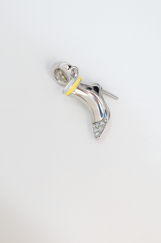 Stiletto Heel Charm | Yellow Accent & Crystal Toe | Dazzle Den Collection