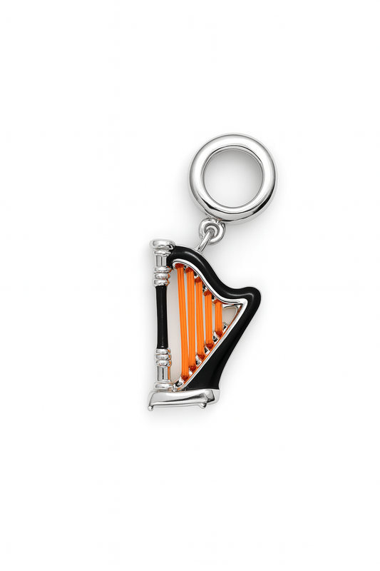 Harp Charm | Orange & Black Enamel | Tiny Treasures Collection