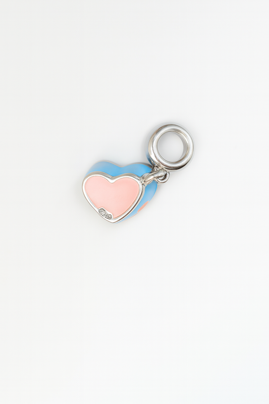 Heart Whispers Charm | Pink & Blue Enamel Heart | Magic Minis Collection