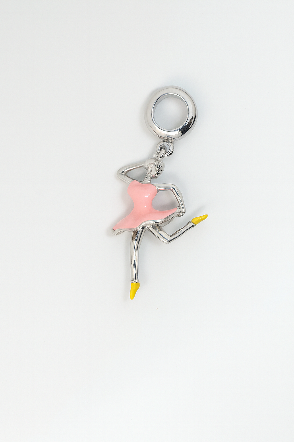 Dancing Diva Charm | Pink Enamel Dress & Silver Finish | Whimsical World Collection