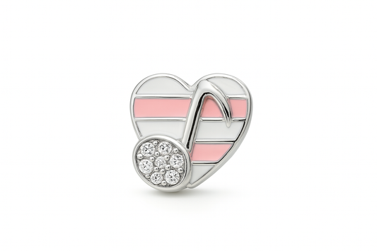 Melody of Love Charm | Pink Enamel Heart with Crystal Note | Magic Minis Collection
