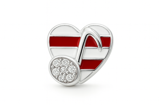 Melody of Love Charm | Red & White Enamel Heart with Crystal Notes | Magic Minis Collection