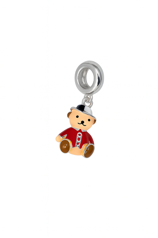 Gentleman Bear Charm | Red Enamel Coat & Hat | Whimsical World Collection