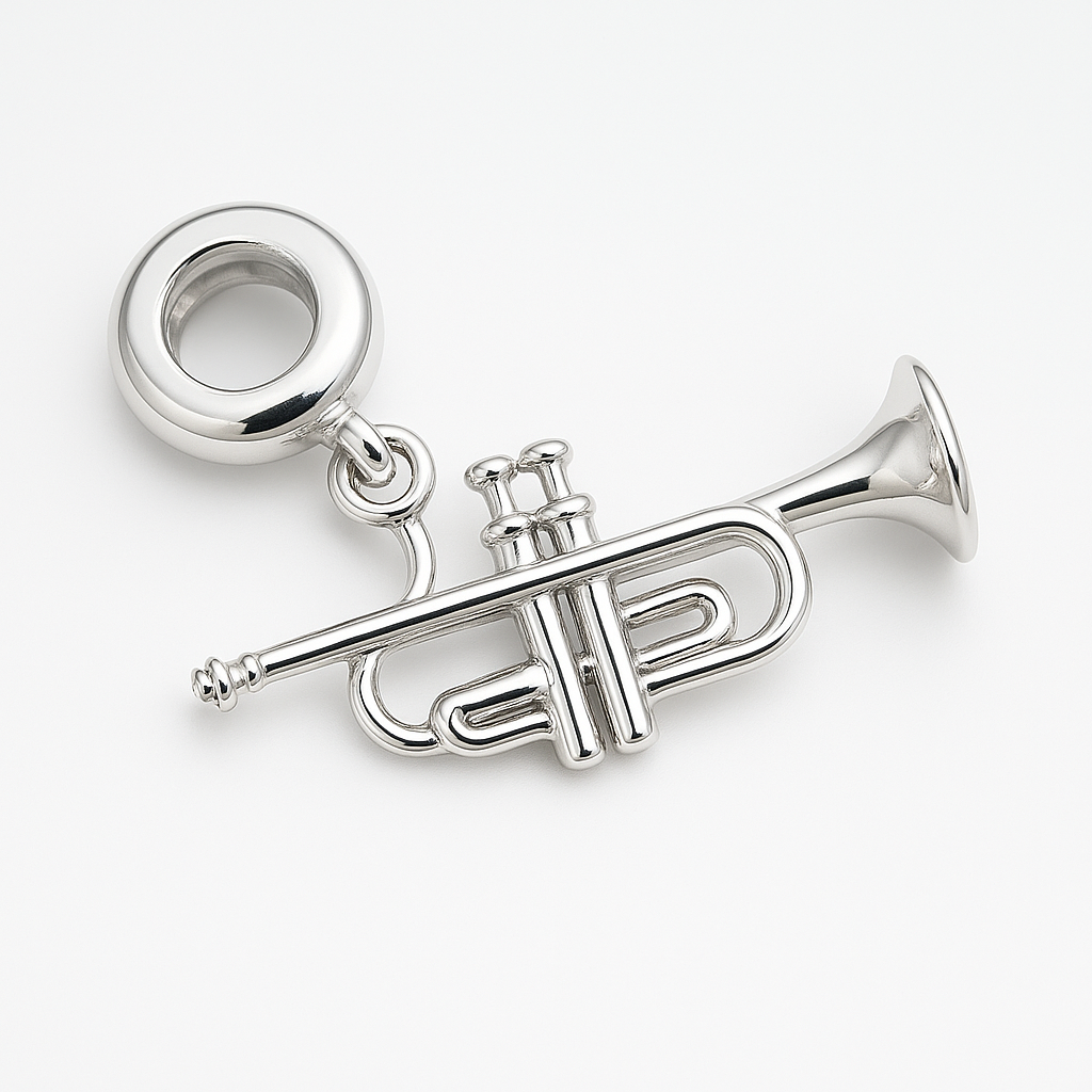 Trumpet Charm | Polished Silver Finish | Tiny Treasures Collection