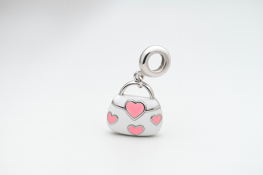 Sweetheart Handbag Charm | Pink Enamel & Polished Silver | Dazzle Den Collection