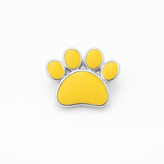 Yellow Paw Print Charm | Silver Finish & Glossy Enamel | Magic Minis Collection