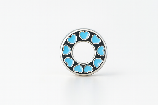 Blue Heart Circle Charm | Silver Finish & Enamel Accents | Magic Minis Collection