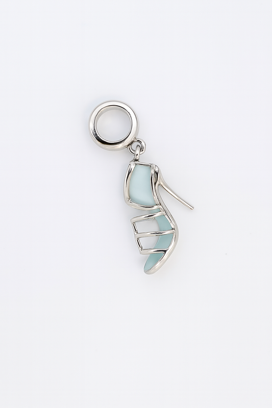 Blue Stiletto Charm | Silver Finish & Enamel Detailing | Dazzle Den Collection