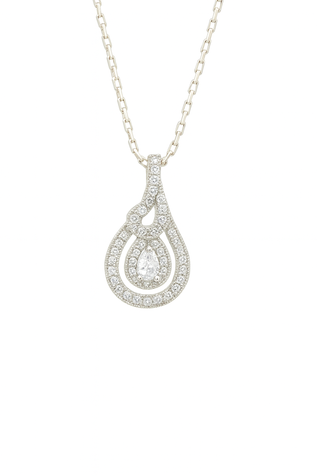 Teardrop Halo Pendant Necklace