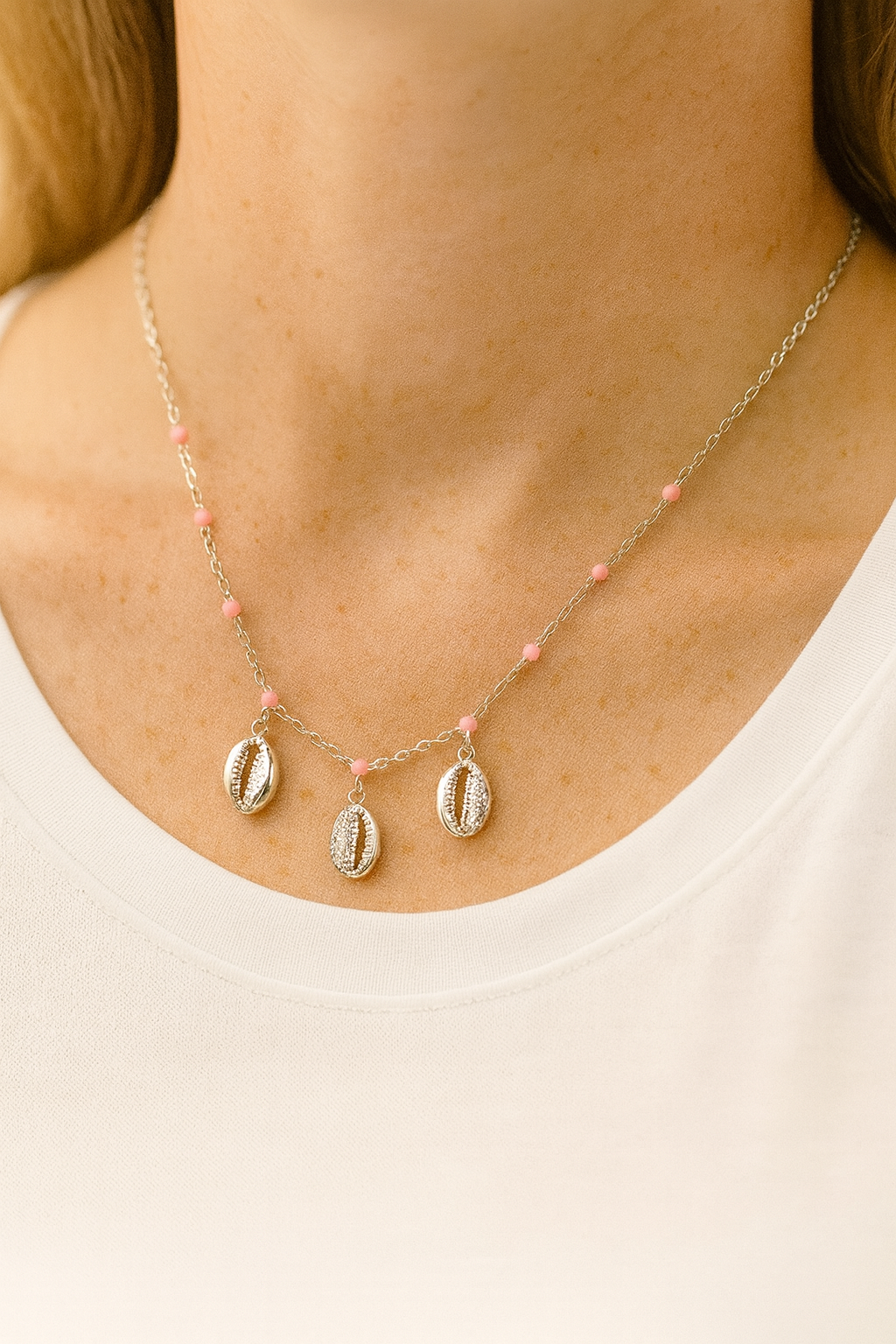 Beaded Shell & Drop Necklace Collection | Pink, Blue & Turquoise Variants