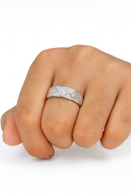 Sterling Silver Geometric Diamond-Cut Ring | 5.91g