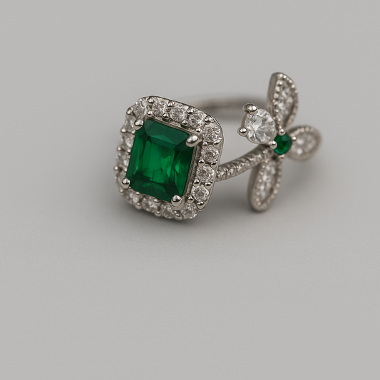 Emerald Bloom Cocktail Ring