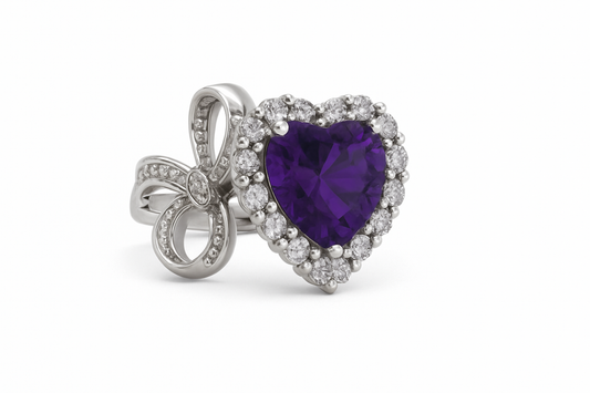 Violet Embrace Heart-Cut Ring