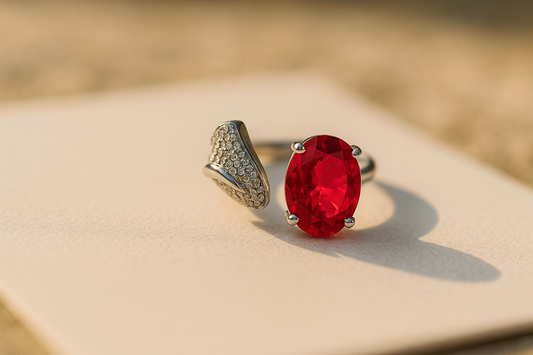 Crimson Bloom Red Zirconia Ring