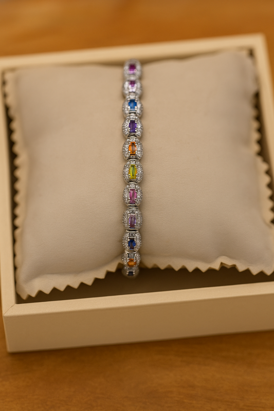 Rainbow Elegance Tennis Bracelet
