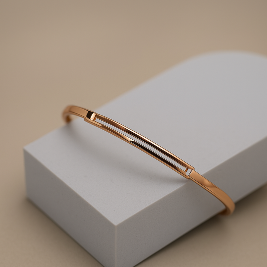 Dual-Bar Rose Gold 925 Sterling Silver Cuff Bracelet