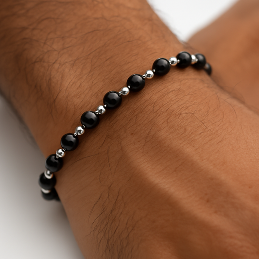 Men's Black Bead Bracelet – Sleek & Spiritual