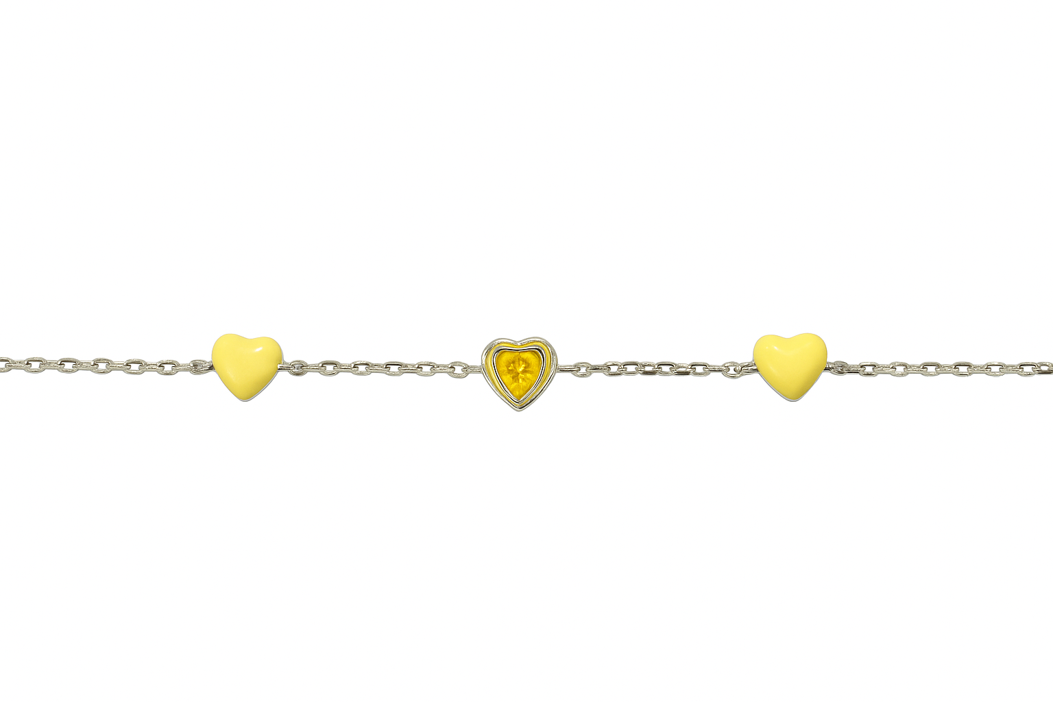 Heart Enamel Baby Bracelet | Yellow & Pink