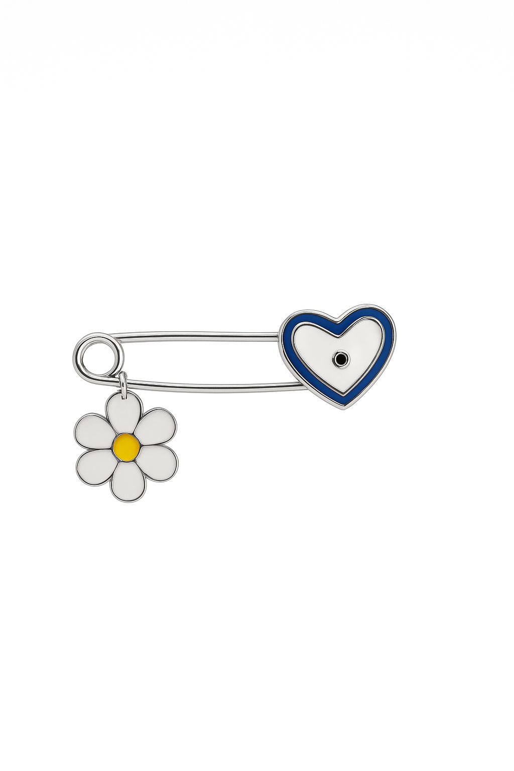 Blue Heart & Daisy Charm Lapel Pin