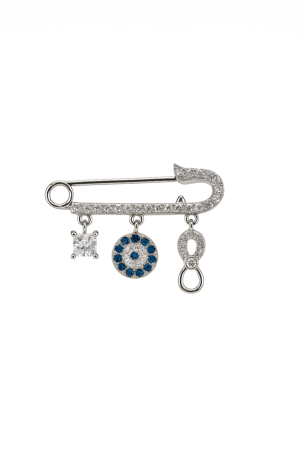 Evil Eye & Infinity Charms with Zircon Lapel Pin