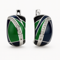 Green Enamel Wave Earrings