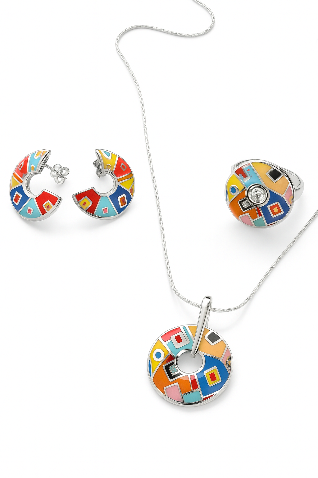 Multicolour Enamel Jewellery Set