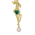 Emerald Heart Deer Brooch
