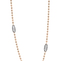 Rose Gold Beaded Chain Necklace | Dual-Tone Leaf Accents | Sterling Silver