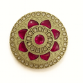 Ruby-Red Floral Medallion Brooch