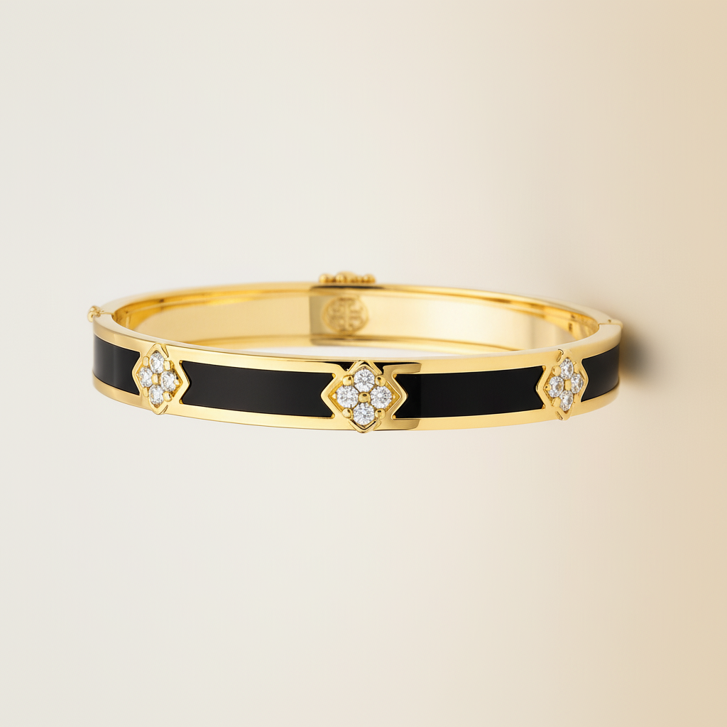 Gold Plated Noir Bloom Bangle