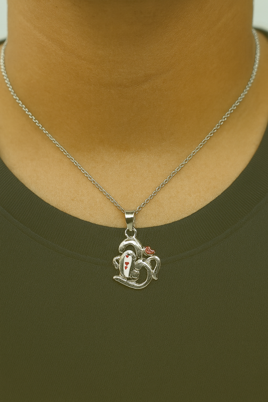 Sterling Silver Om with Ganesha Face Pendant