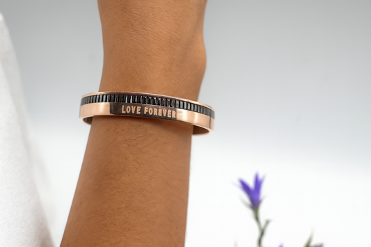 Sterling Silver Rose Gold “Love Forever” Bangle
