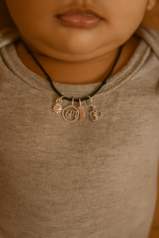 Sterling Silver Spiritual Charm Pendant Set