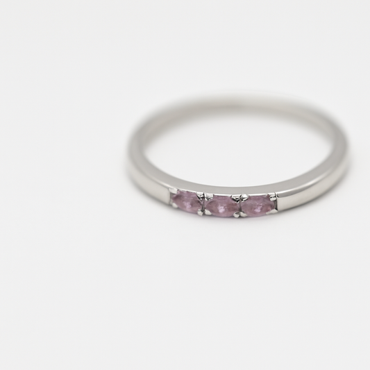 Sterling Silver Pink Sapphire Slim Band Ring