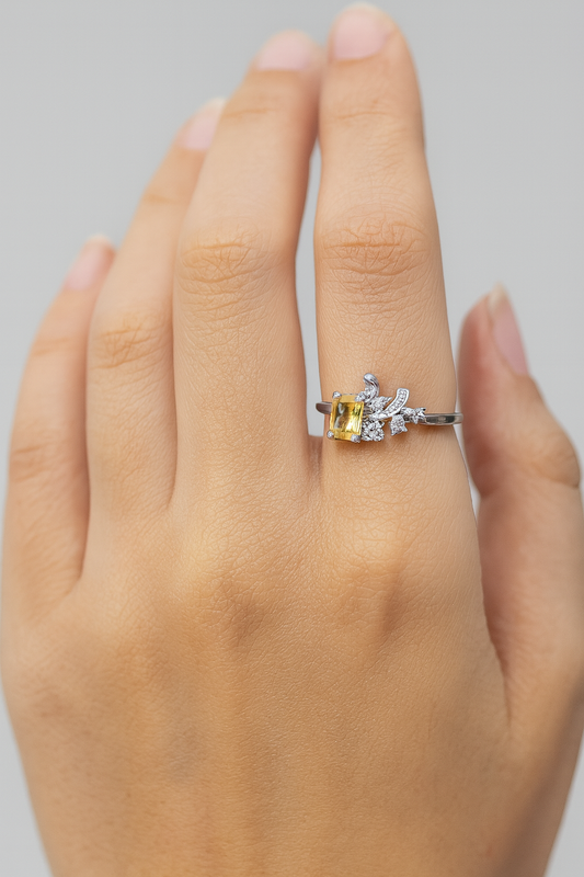 Sterling Silver Yellow Sapphire Ring