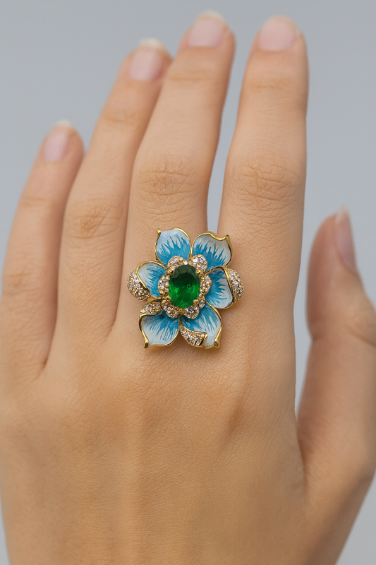 Sterling Silver Lotus Bloom Statement Ring