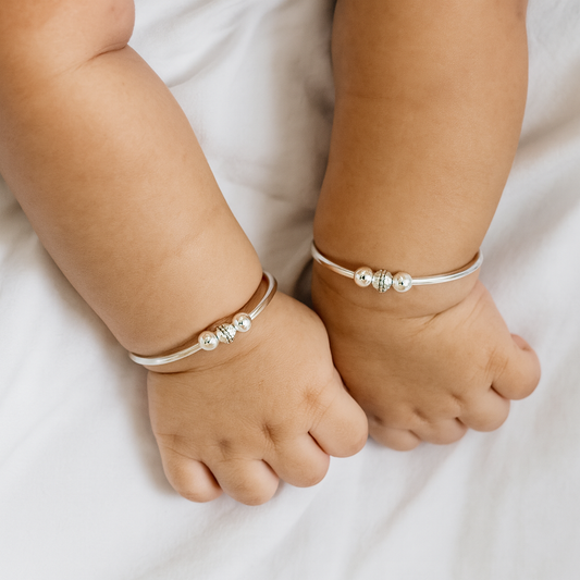 Silver Baby Kada Pair with Beads