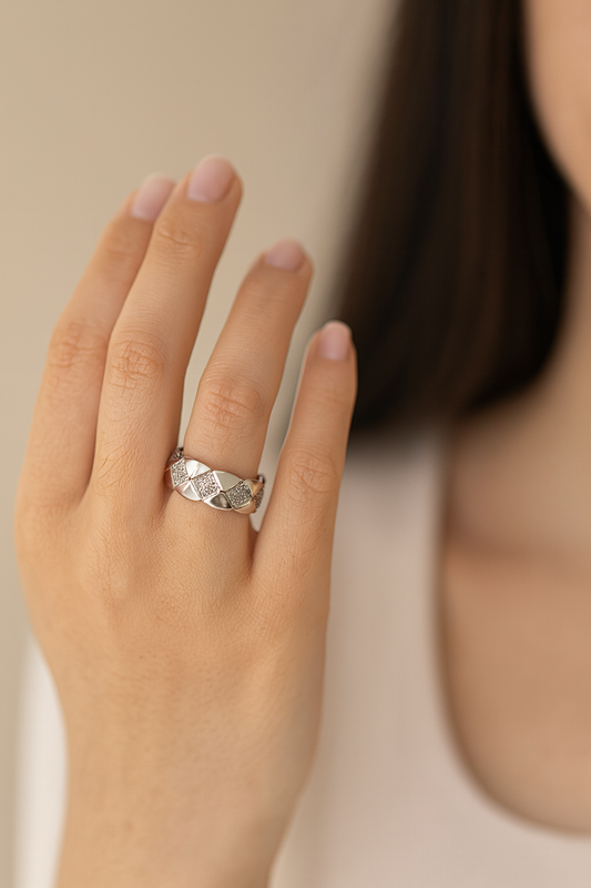 Sterling Silver Quilted Dome Band Ring