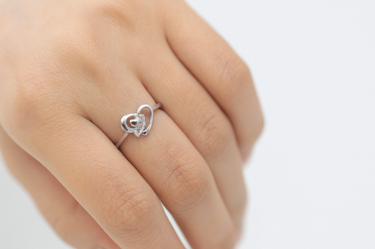Sterling Silver Twin Heart Ring