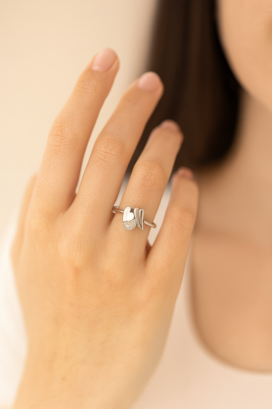 Sterling Silver Dual Heart Ring