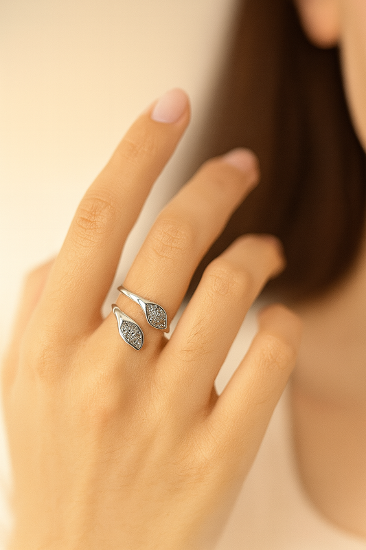 Miora 925 Sterling Silver Adjustable Leaf Wrap Ring