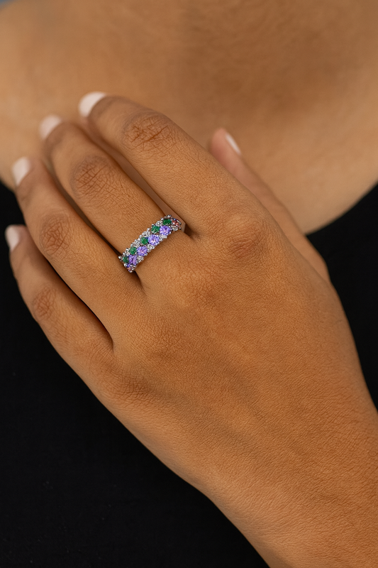 Sterling Silver Multicolor Eternity Band Ring