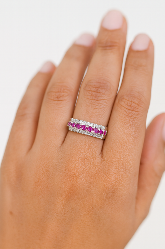 Sterling Silver Ruby & Zircon Eternity Ring
