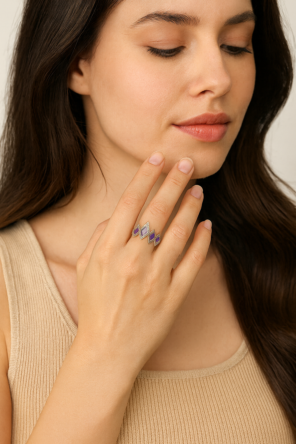 Violet Zig Sterling Ring