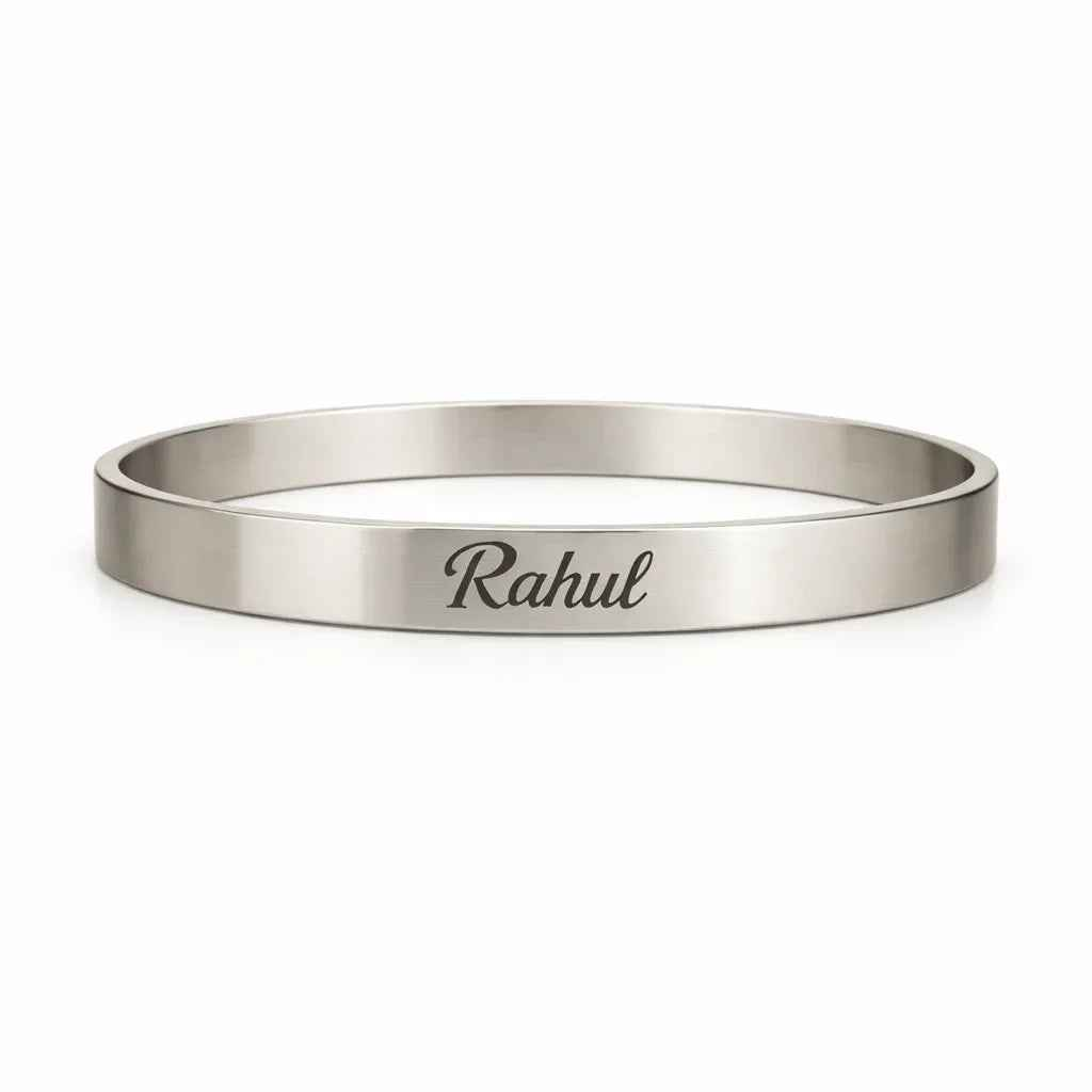 Engravable Kada Bracelet | 925 Sterling Silver | Custom Name, Date & Initials | Multiple Finishes & Sizes | Unisex