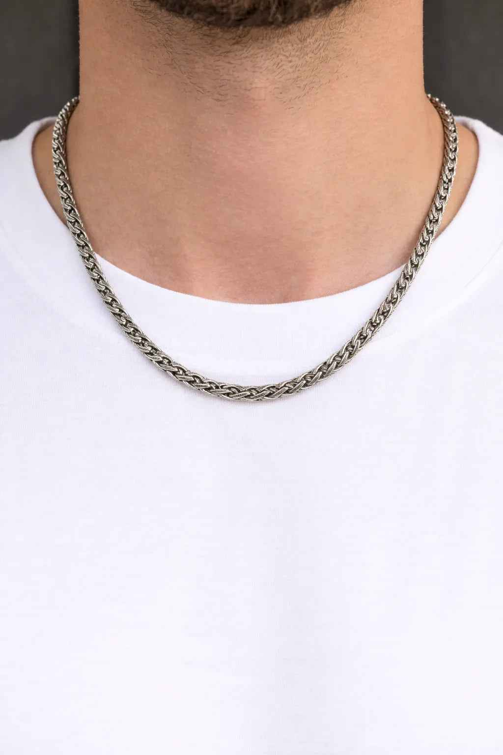Oxidized Woven Chain Necklace | Bold Braided Design | Sterling Silver