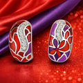 Pink Enamel Mosaic Hoop Earrings - Miora