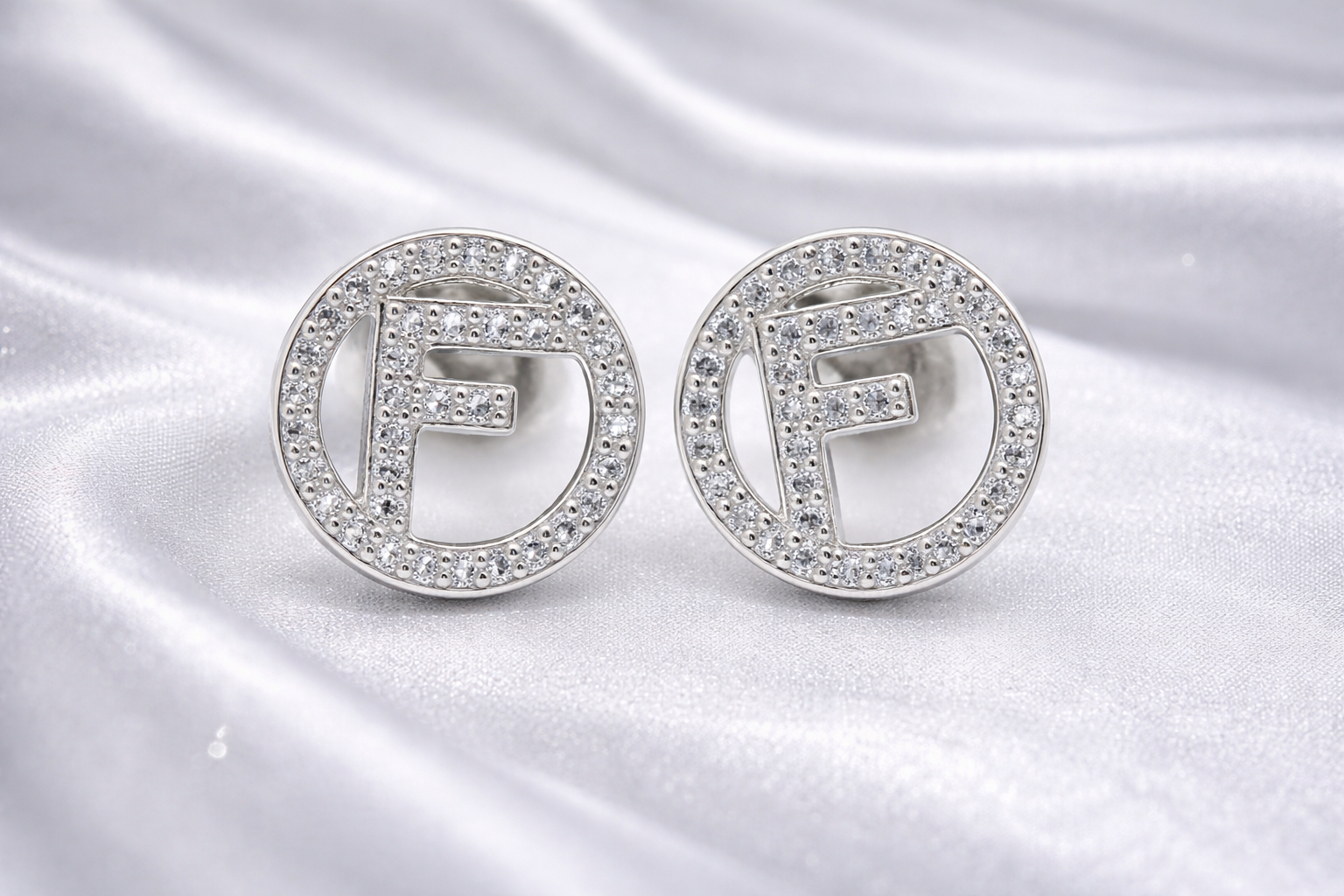 Brand inspired F Zirconia Stud Earrings