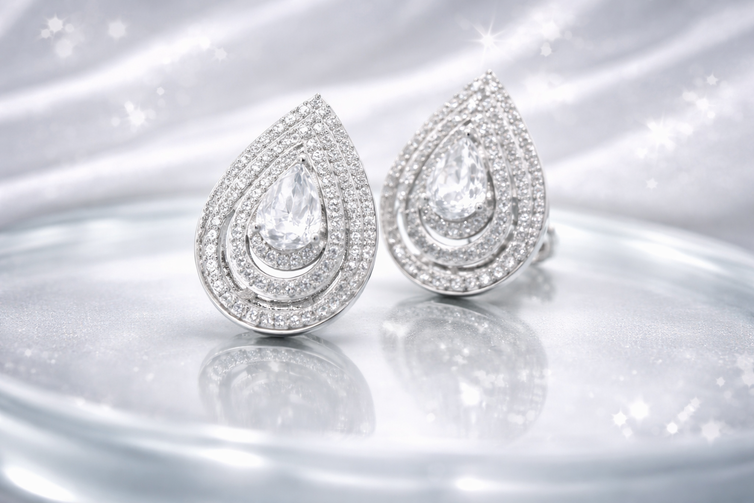 Pear Drop Halo Earrings