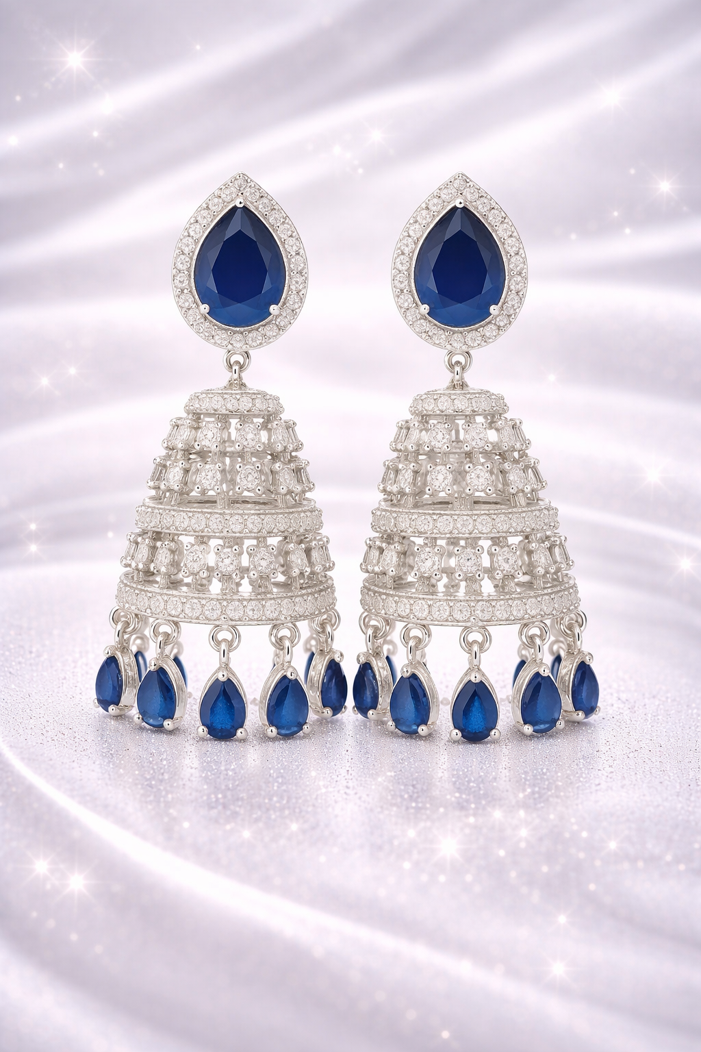 Blue Stone Chandelier Earrings